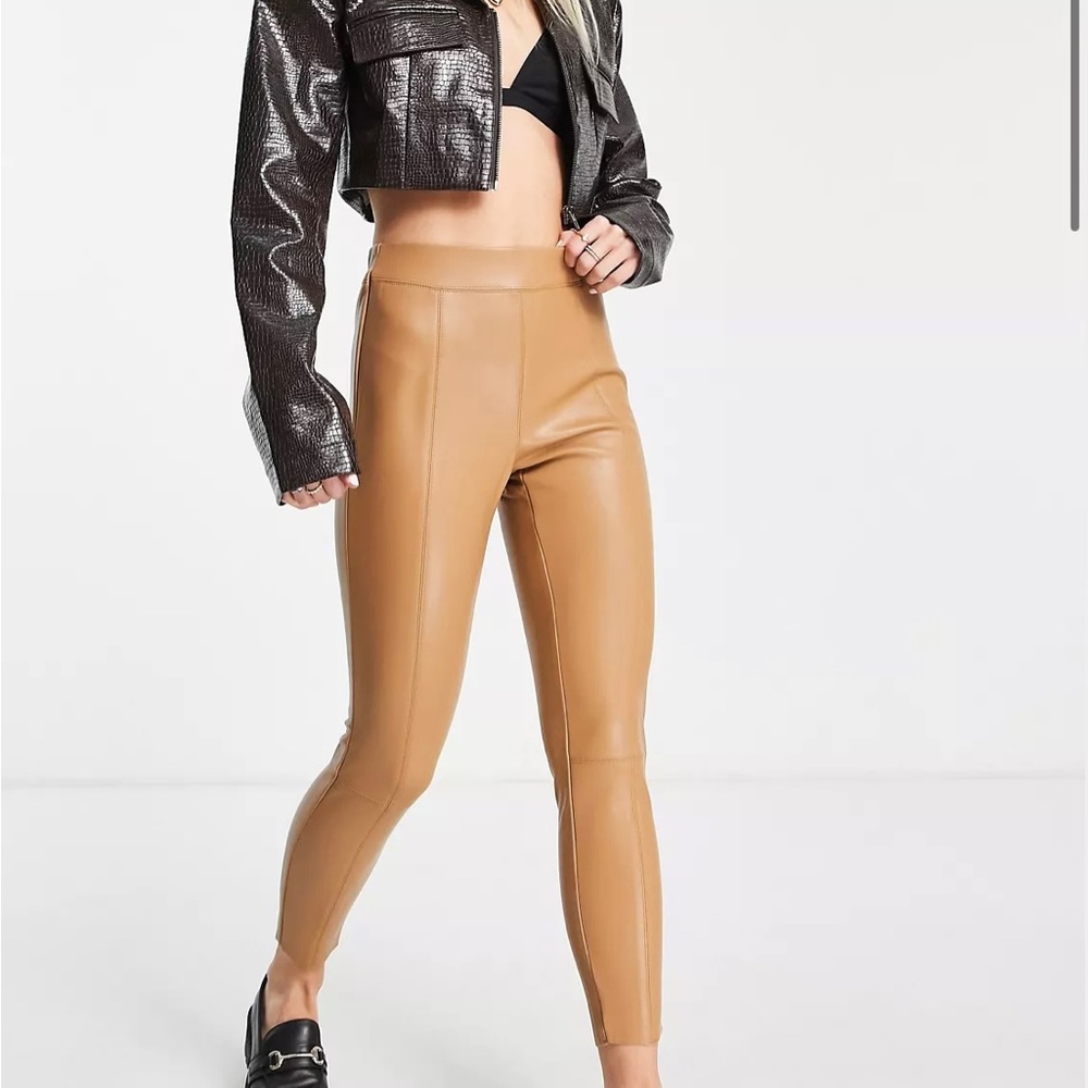 Petit Faux Leather Camel Color Pants